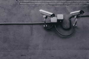 Security cameras mounted on the wall.